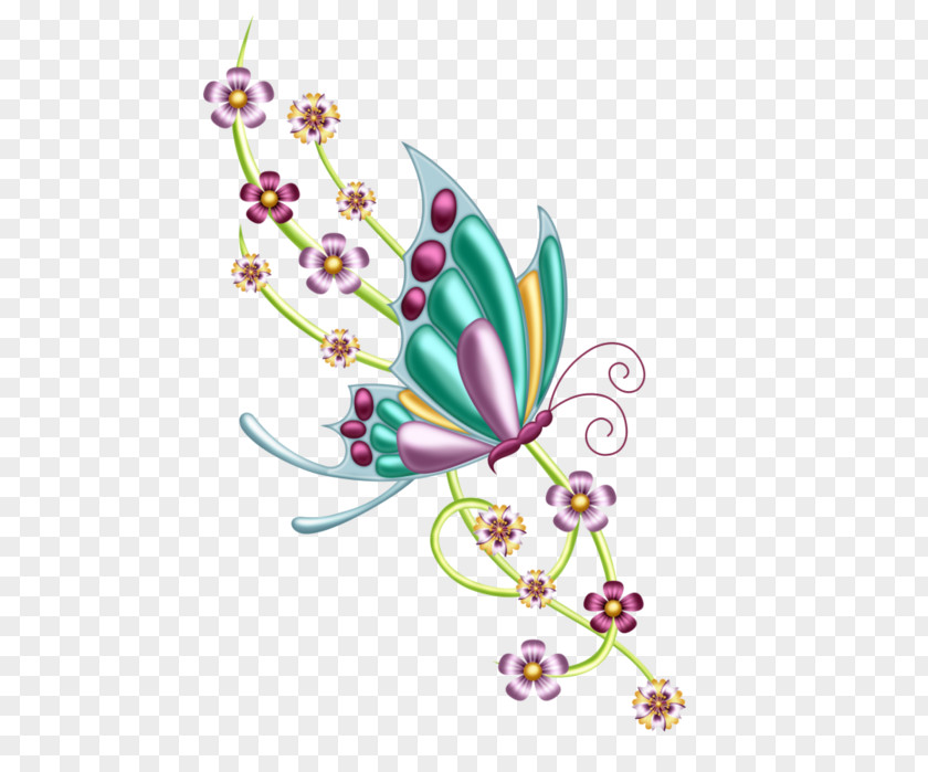 Butterfly Art Floral Design PNG