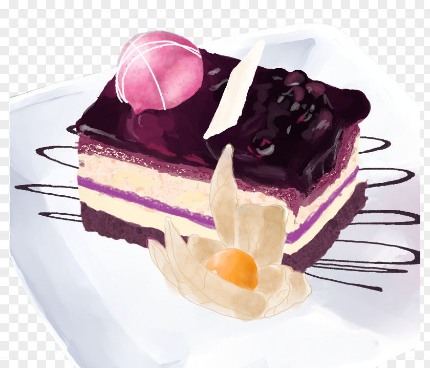 Blueberry Cake Painted Material Cheesecake Torte Pie Chocolate PNG