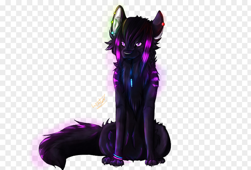 Cat Gray Wolf Glow Stick Digital Art PNG