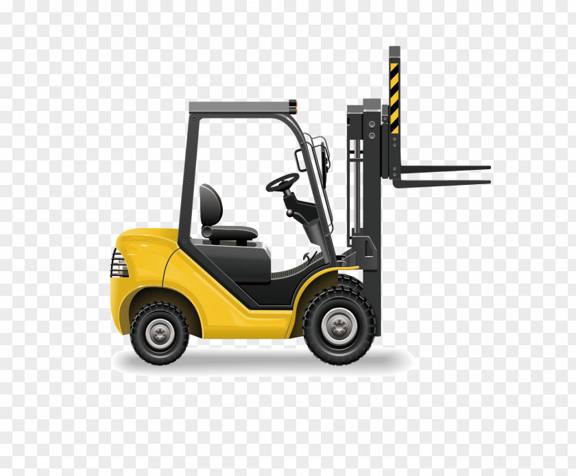 Yellow Cartoon Car Material Mover Truck Forklift Transport PNG