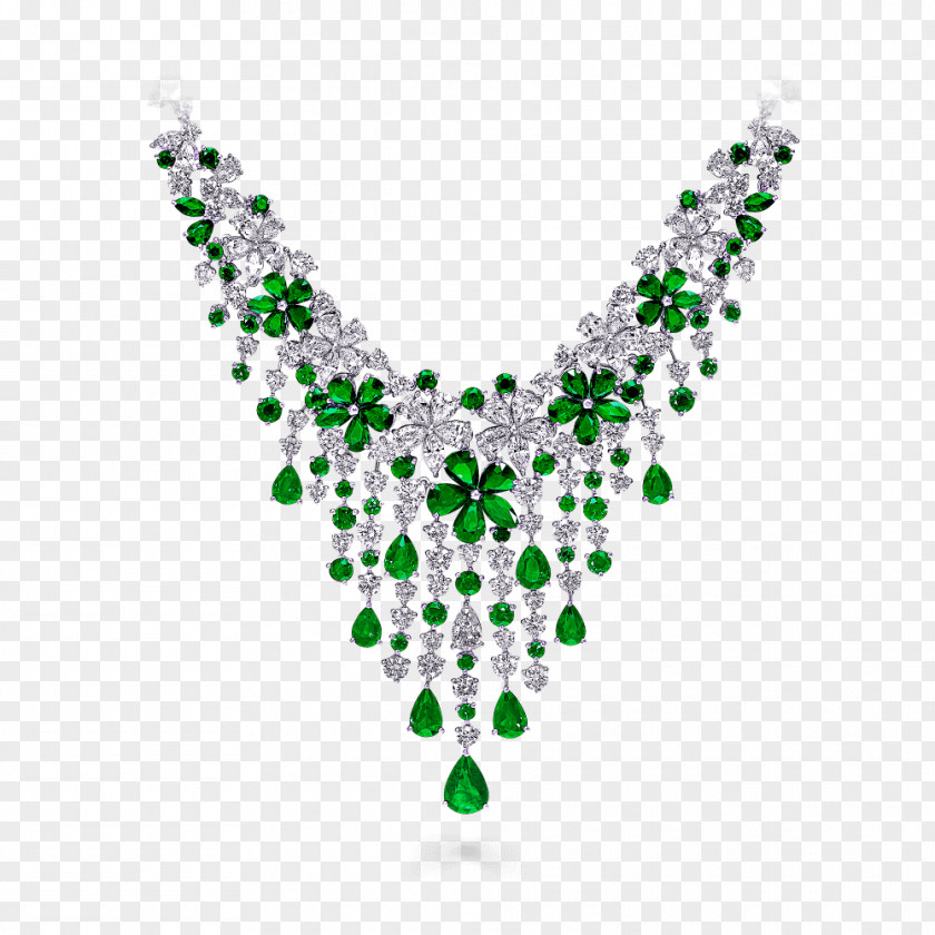 NECKLACE Graff Diamonds Jewellery Emerald Necklace Gemstone PNG
