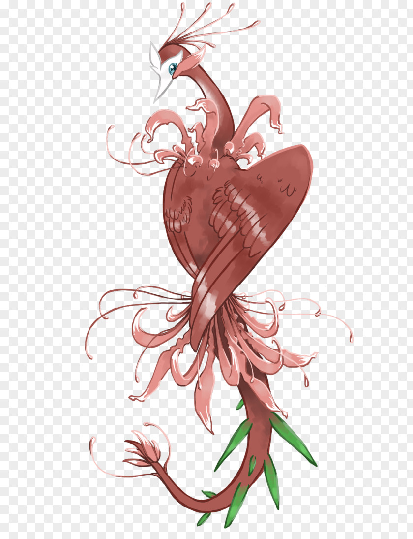 Pink Bird Red Spider Lily Tattoo Drawing PNG