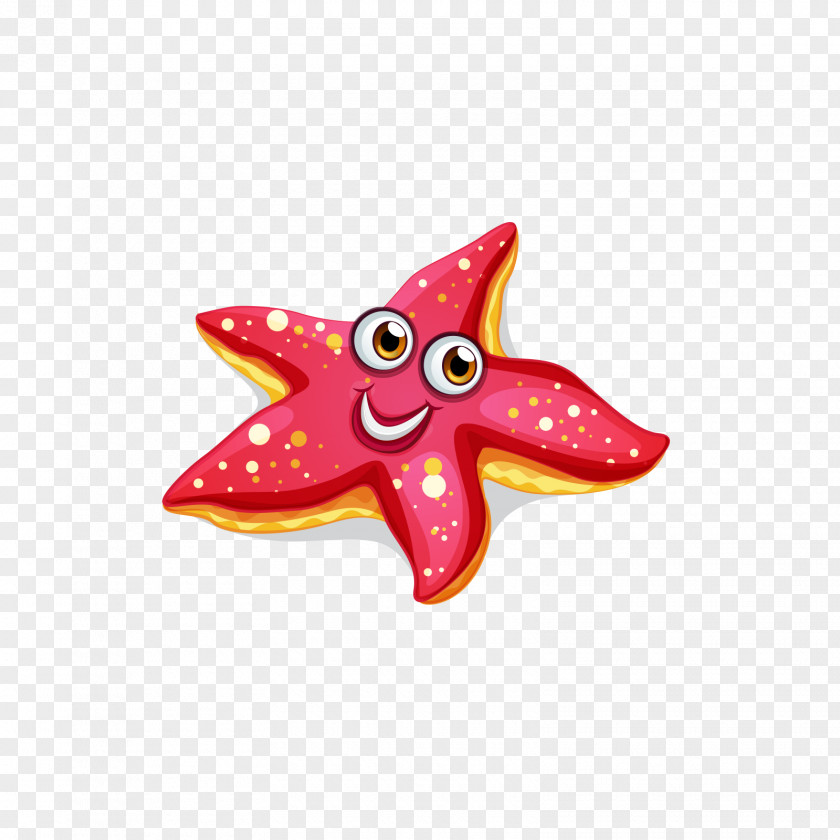 Red Starfish Cartoon Clip Art PNG