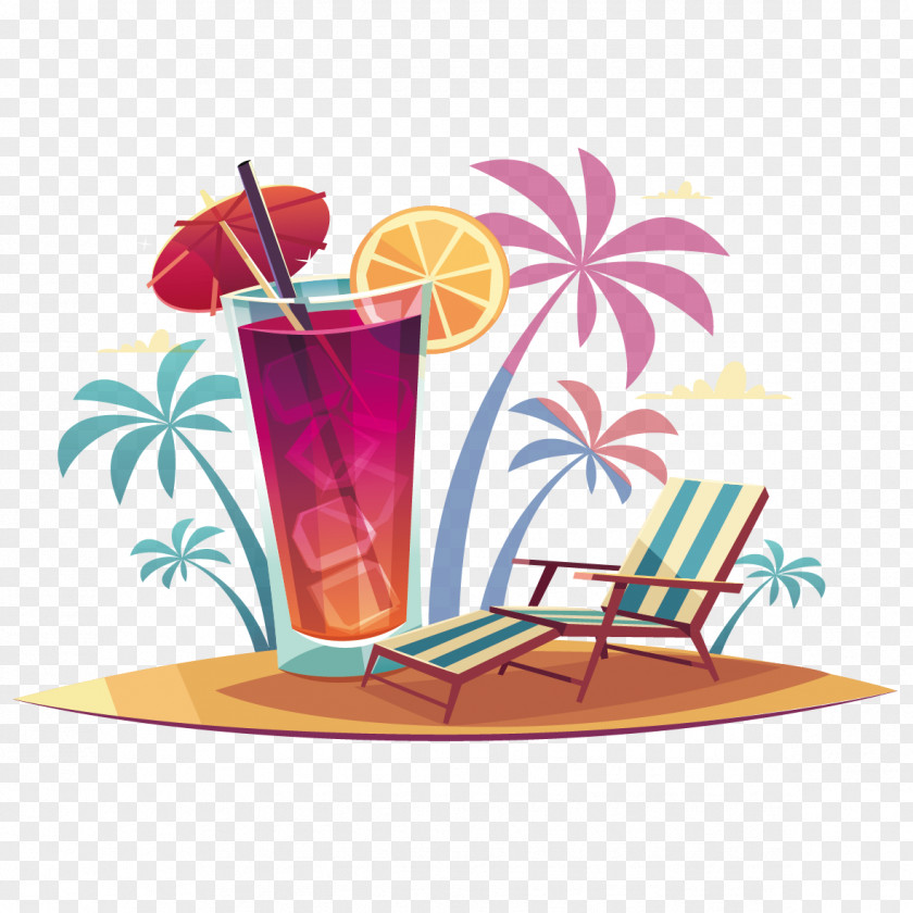 Creative Summer Vacation Bar Illustration PNG