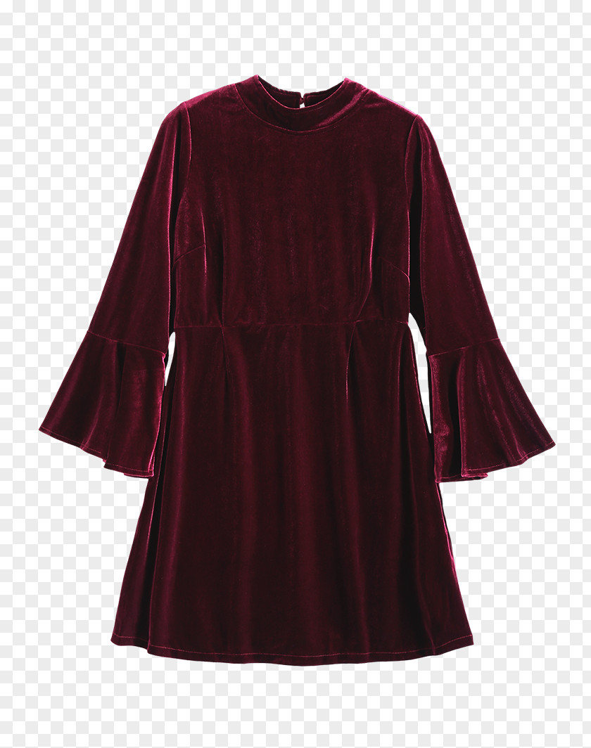 Dress Bell Sleeve Velvet Casual PNG
