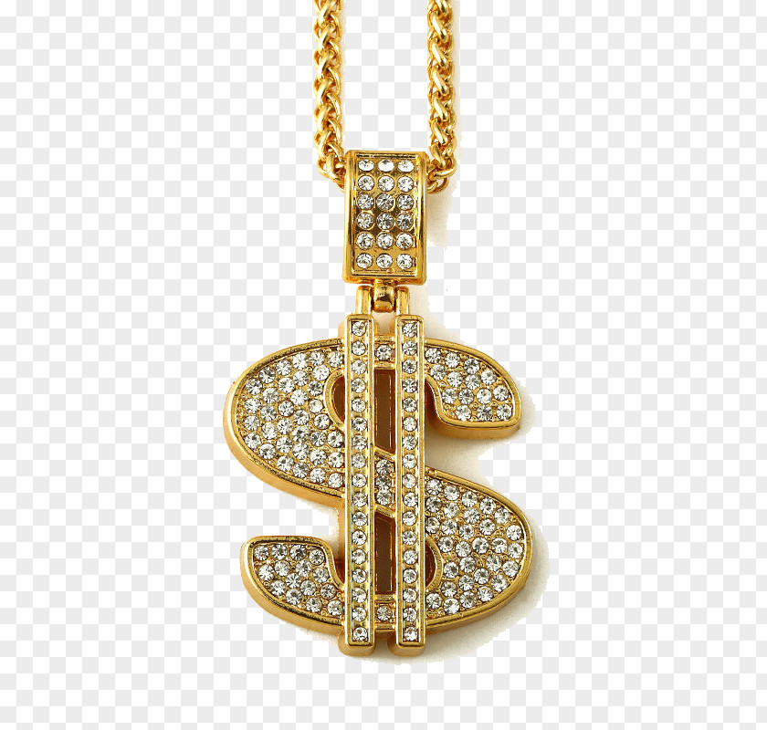 Gold Dollar Photos Necklace Jewellery Chain Pendant PNG