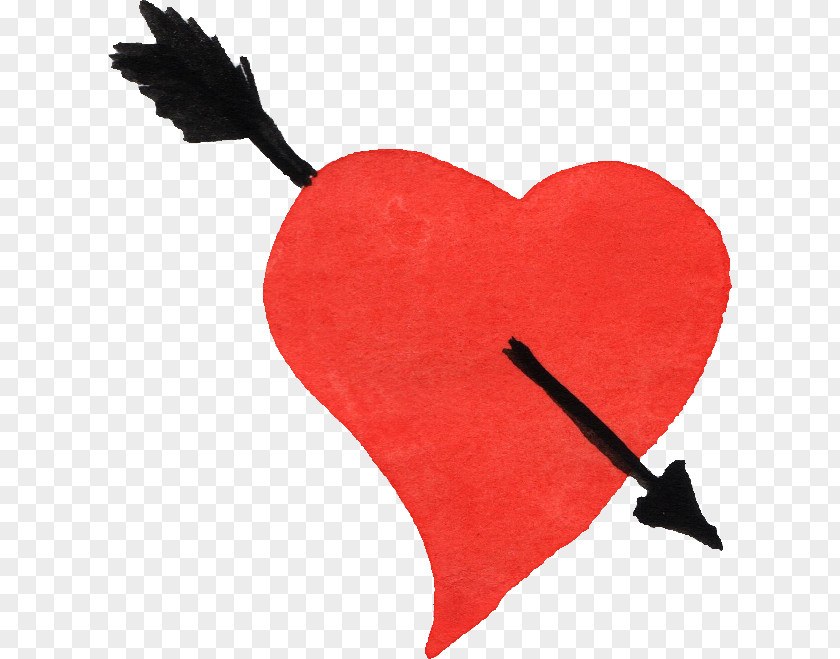 Watercolor Heart Arrow Clip Art PNG