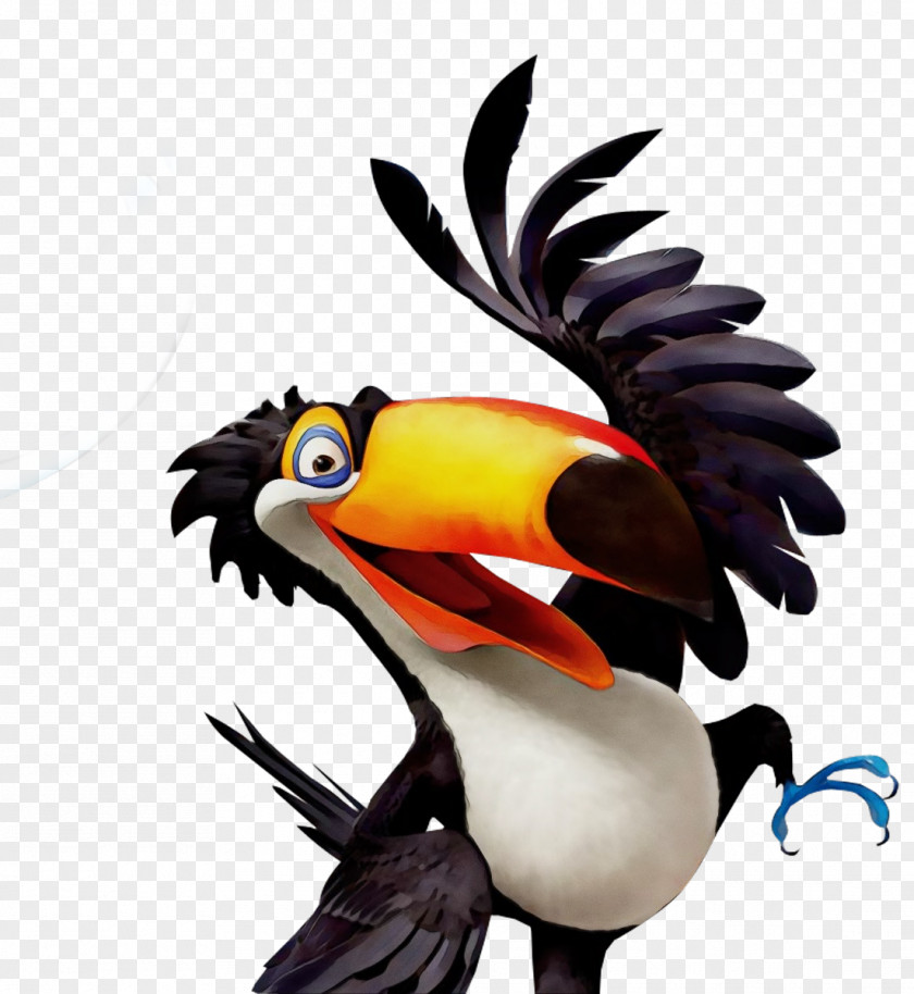 Wing Hornbill Birthday Watercolor PNG