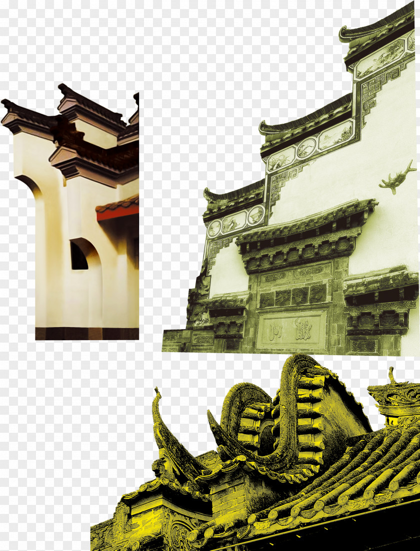 A Variety Of Decorative Brick Roof Corner Eaves Chinese Architecture PNG