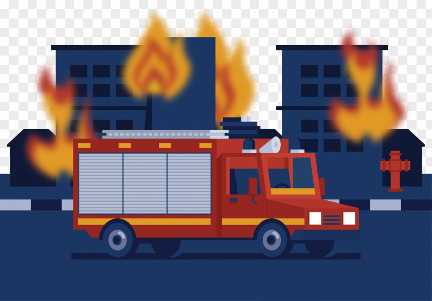 Vector Ambulance Fire Engine Firefighter Illustration PNG