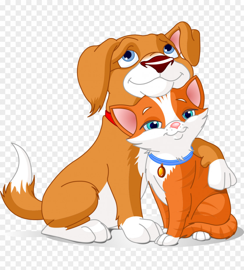 Hand-painted Cartoon Cat And Dog Hug Dog–cat Relationship Clip Art PNG