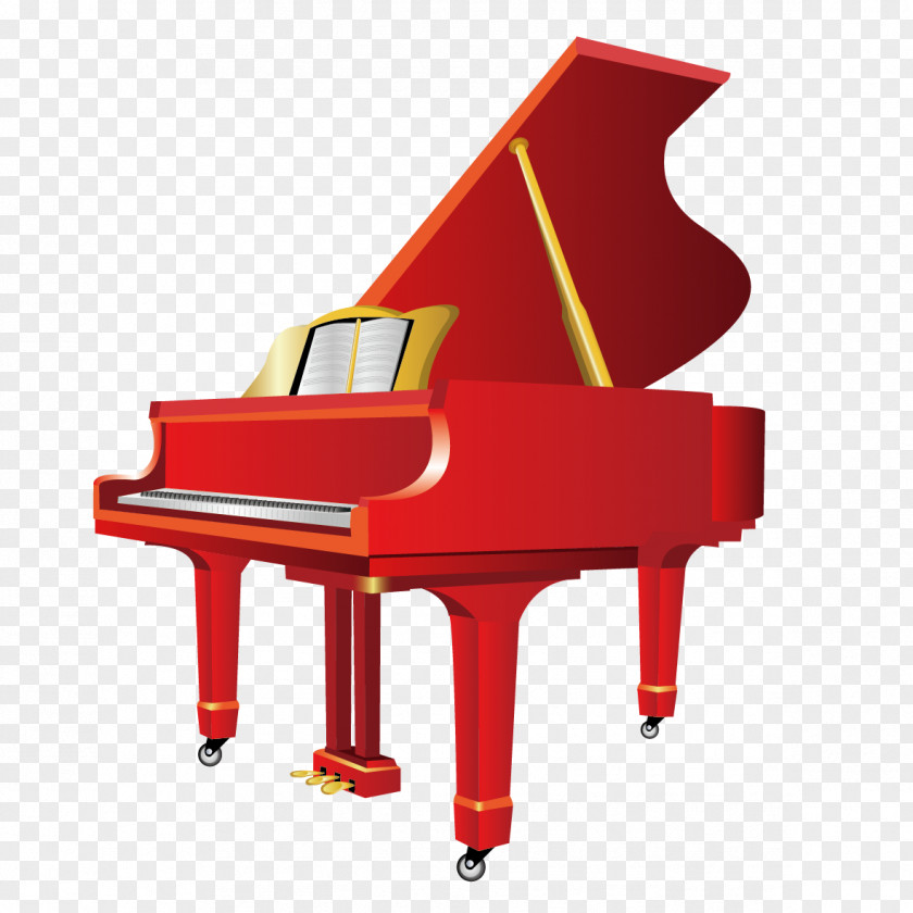 Red Piano Musical Instrument Keyboard PNG