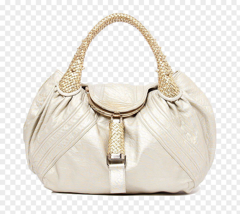 Fendi Shoulder Bag Handle Gold And Silver Woven Symphony Hobo Handbag PNG