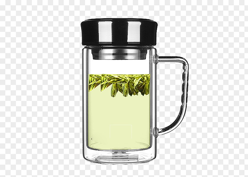 Green Tea In The Thermos Cup Glass PNG