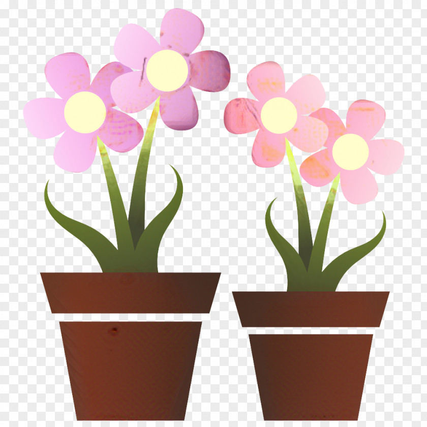 Perennial Plant Stem Pink Flower Cartoon PNG
