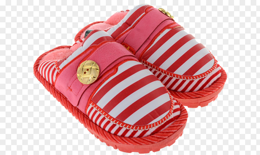 Red Stripes Winter Slippers Slipper Shoe PNG