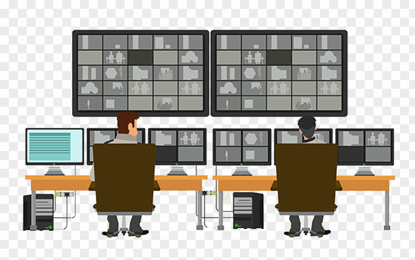 Computer Illustration Security Guard Control Room PNG