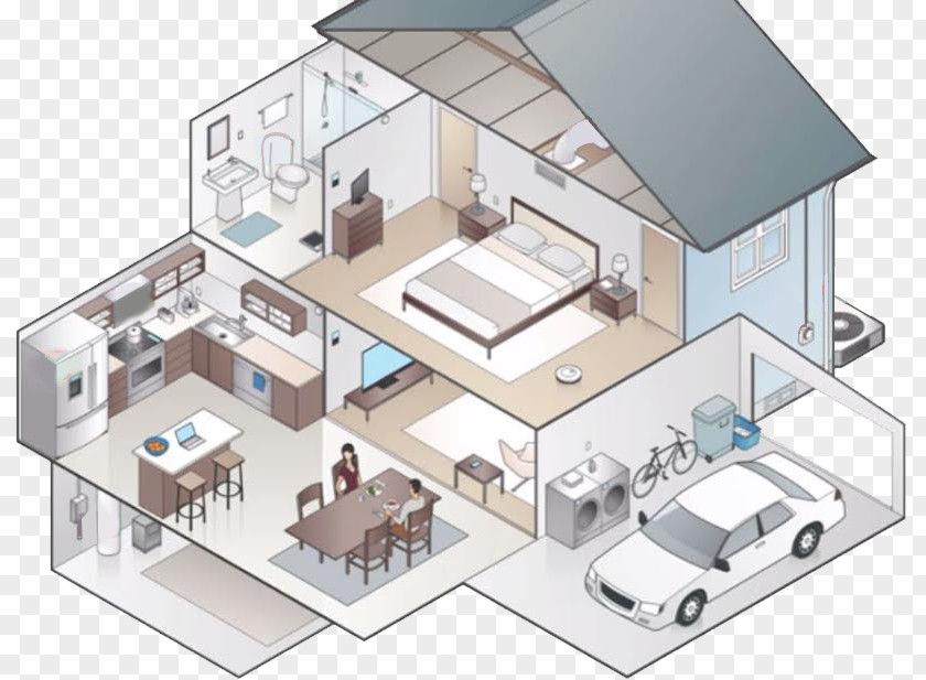 House Isometric Projection Building Cutaway Drawing PNG