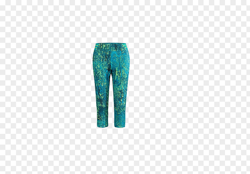 Women's Running Pant Green Turquoise Pattern PNG