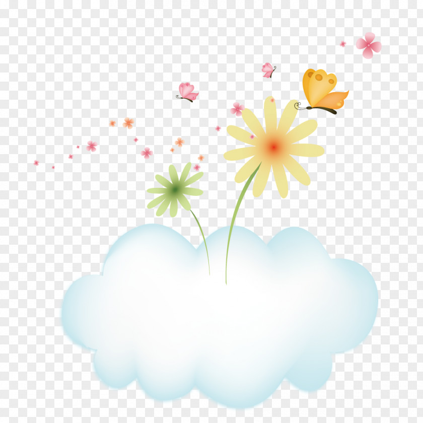 Dialect And Butterfly On Clouds PNG