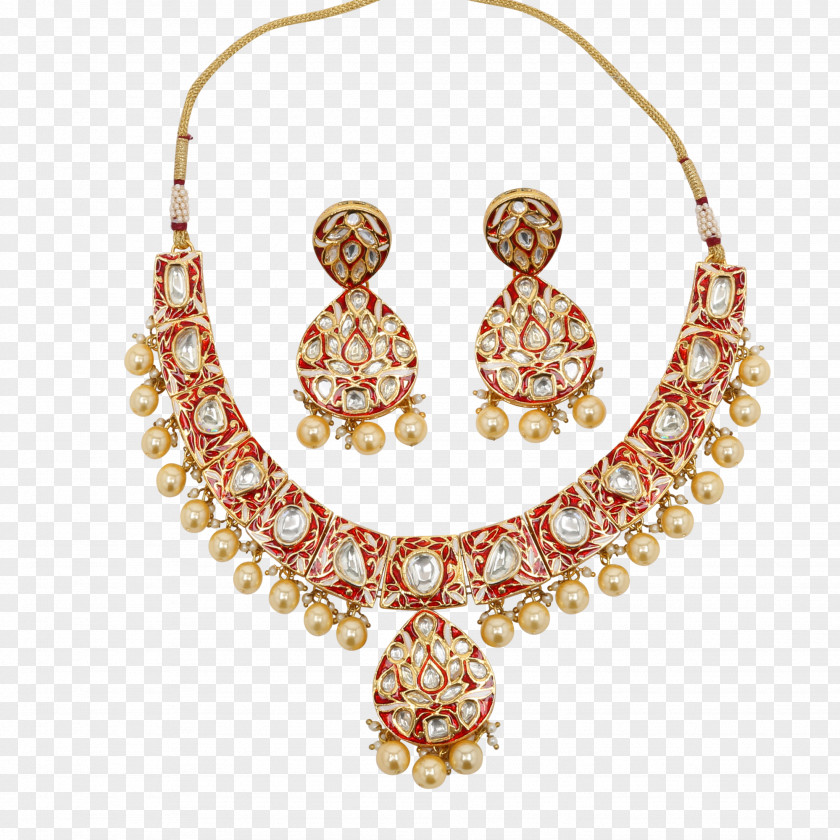 Kundan Jewellery Sets Pearl Earring Necklace Gold PNG