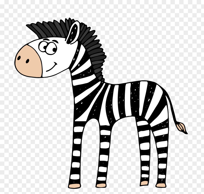 Black And White Zebra Stripes Quagga Cartoon Clip Art PNG