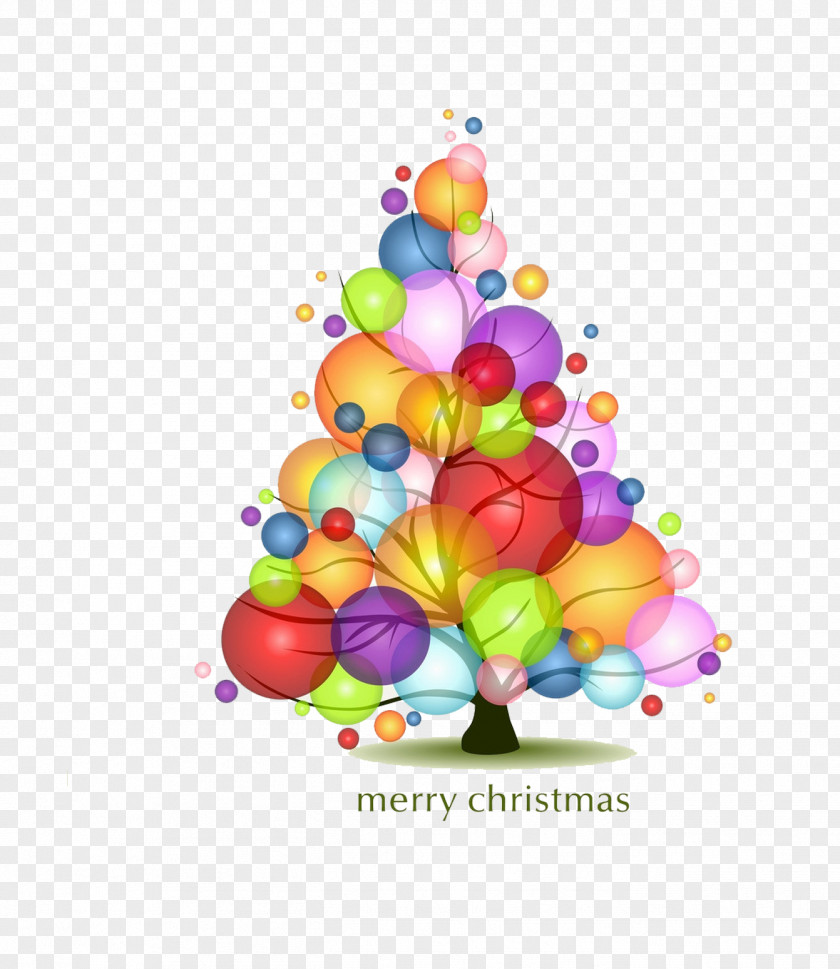 Cartoon Christmas Tree Bubble Light PNG