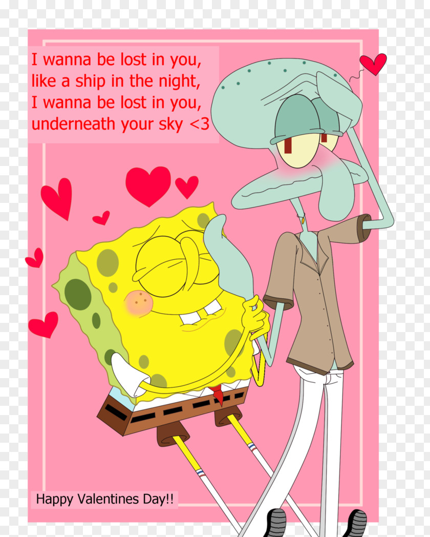 Happy Valentines Day Squidward Tentacles Art Patrick Star Graphic Design PNG