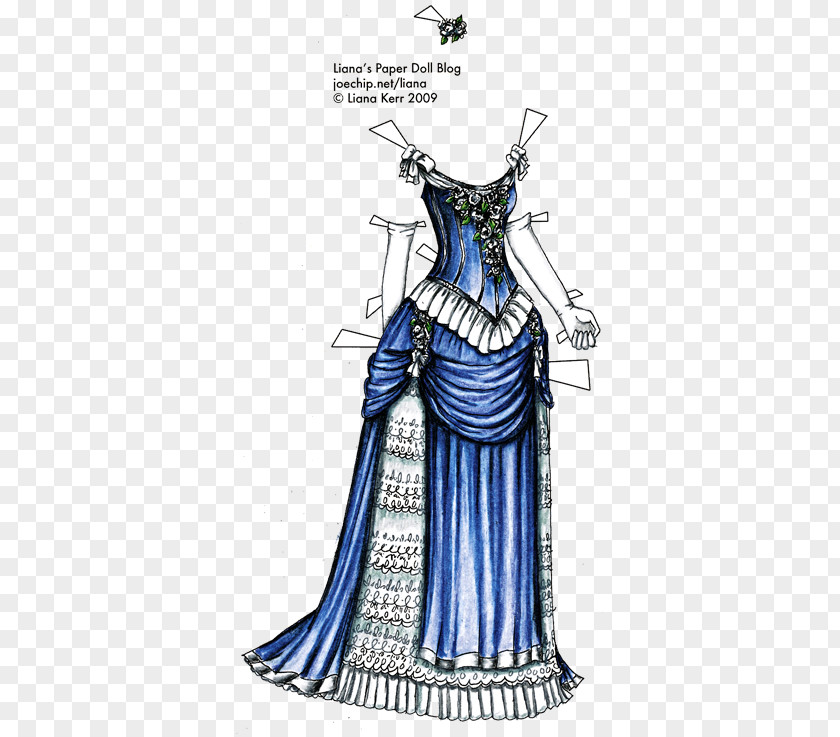 Paper Blue Ball Gown 1880s Dress Evening PNG