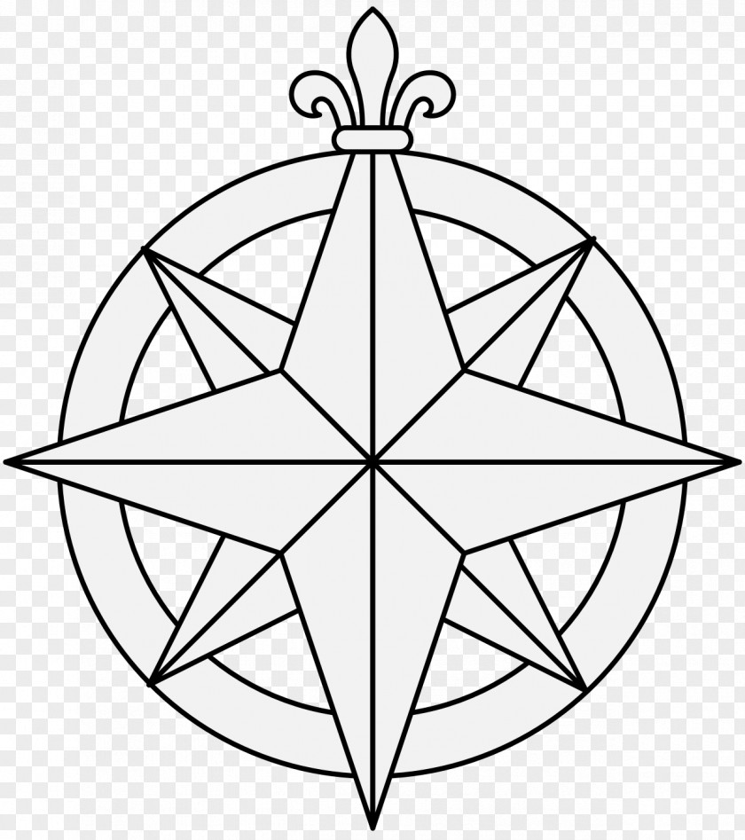 Wind Compass Rose Walking Line Drawing PNG