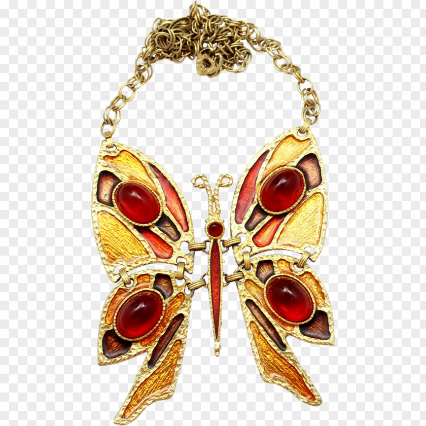 Necklace Butterfly Gemstone Chain Metal PNG