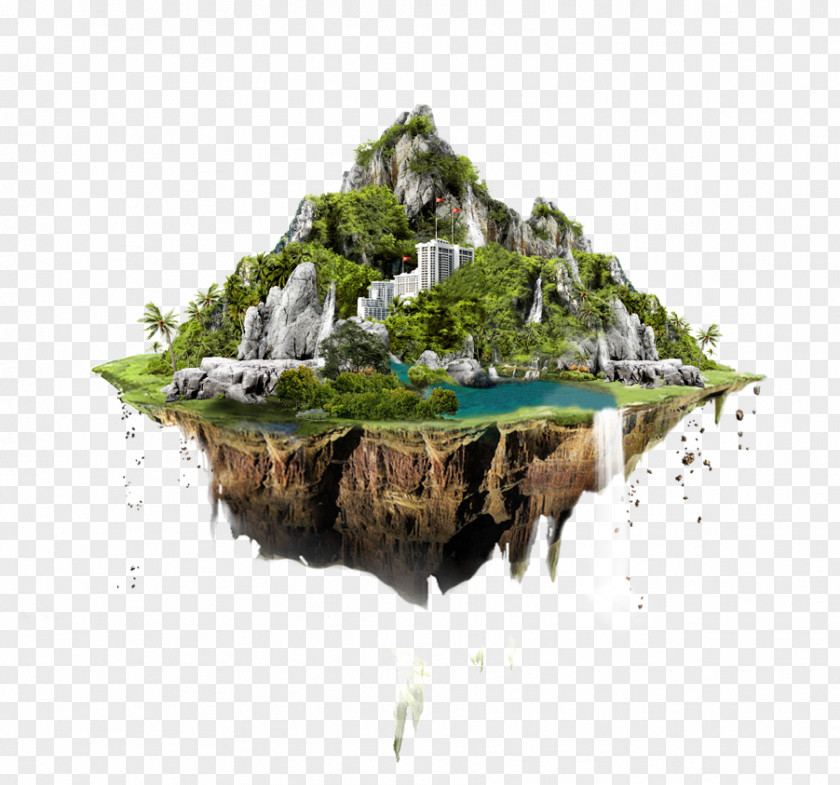 Floating Mountain Building Material User Interface Design Icon PNG