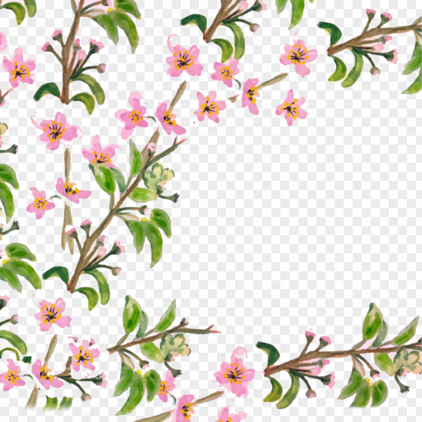 Beautiful Hand-painted Cherry Trees Buckle Free Material Flower Adobe Illustrator PNG