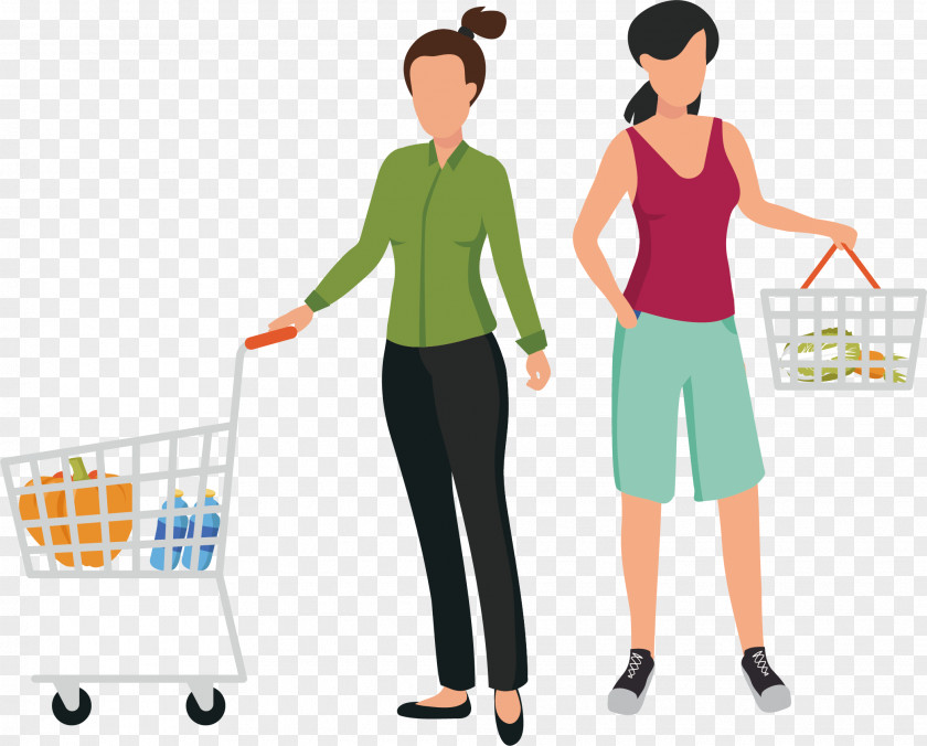 Shopping Woman Cartoon Cart Clip Art PNG