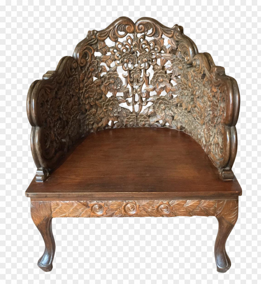 Wood Caving Carving Antique Chair Brown PNG