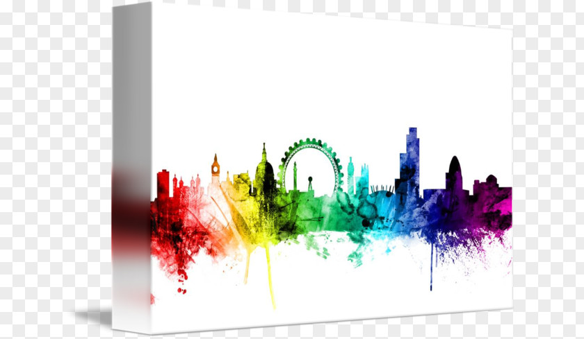 London Skyline Graphic Design Canvas Print De Stijl PNG