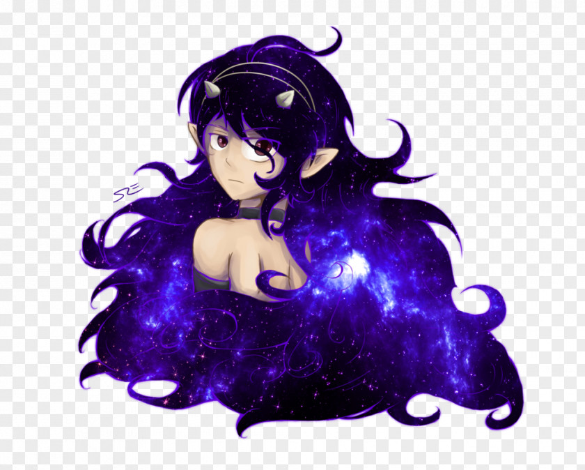 Purple Black Hair Desktop Wallpaper PNG