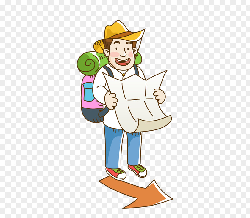 People Who Travel To See The Map Cartoon Man Child Illustration PNG