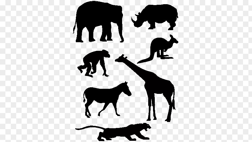 Silhouette African Elephant Stencil Animal PNG