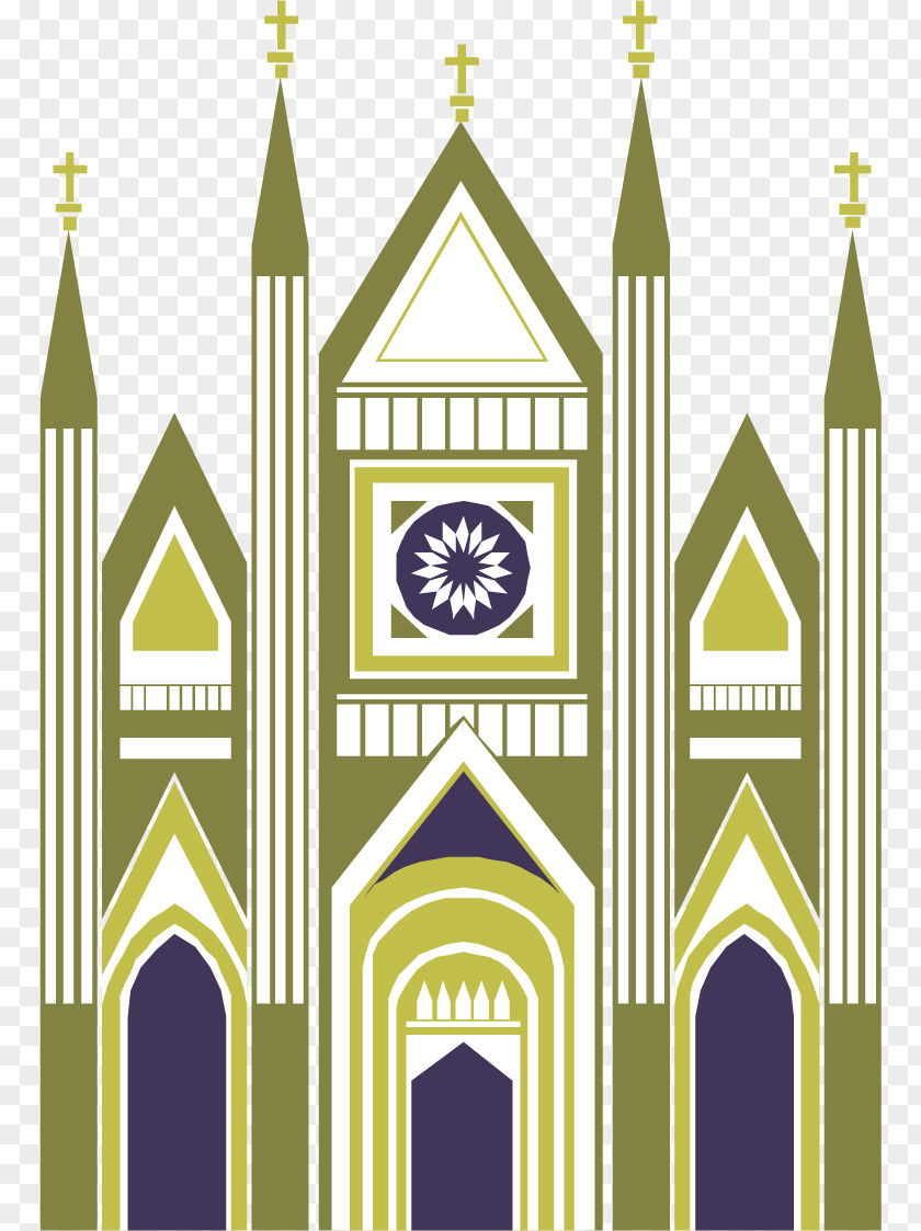 Vector Cartoon Green Castle Church Clip Art PNG