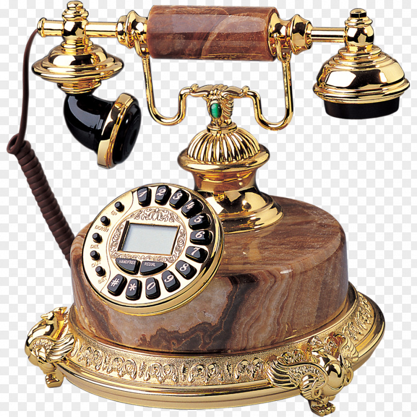 Brass Telephone Retro Style PNG
