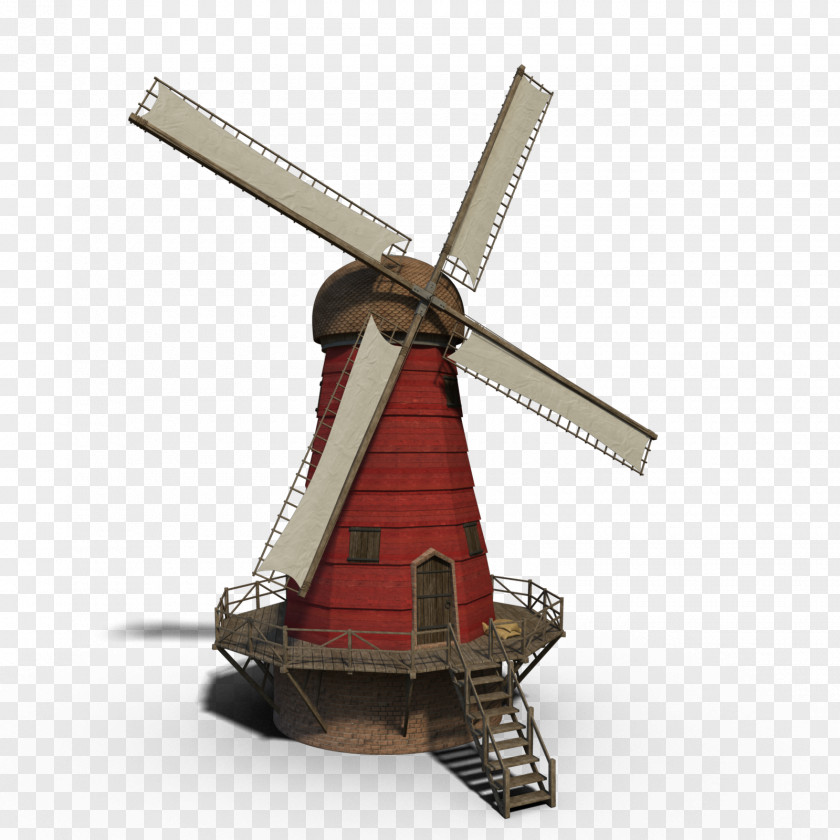 Windmill Building Theatrical Property Model PNG