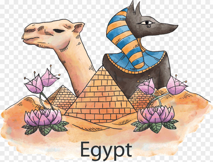 Painted Camel Ancient Egypt Illustration PNG