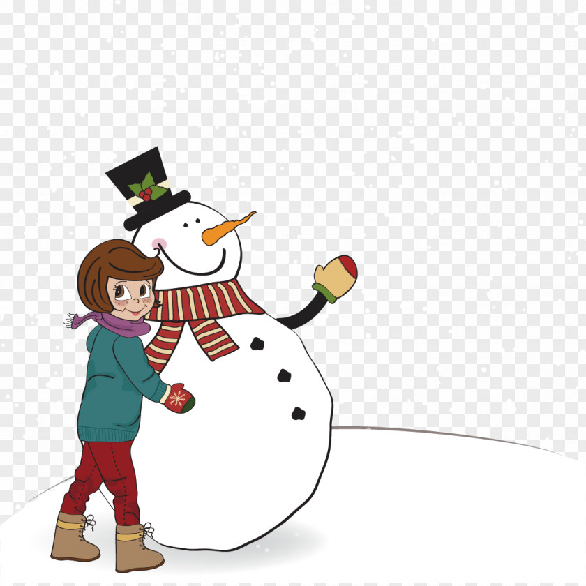 Snowman Vector Winter Christmas Card Child Euclidean Illustration PNG