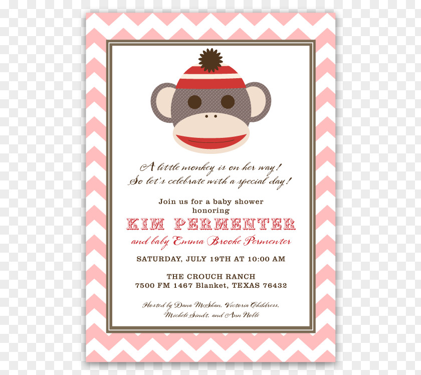 Sock Monkey Horse Wedding Invitation Toy Baby Shower Child PNG