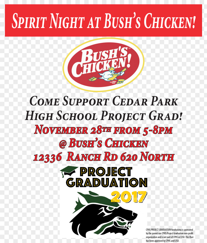 Leander High School Cedar Park Brand Line Bush's Chicken Font PNG