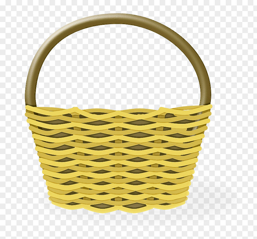 Yellow Wicker Basket Storage Home Accessories PNG