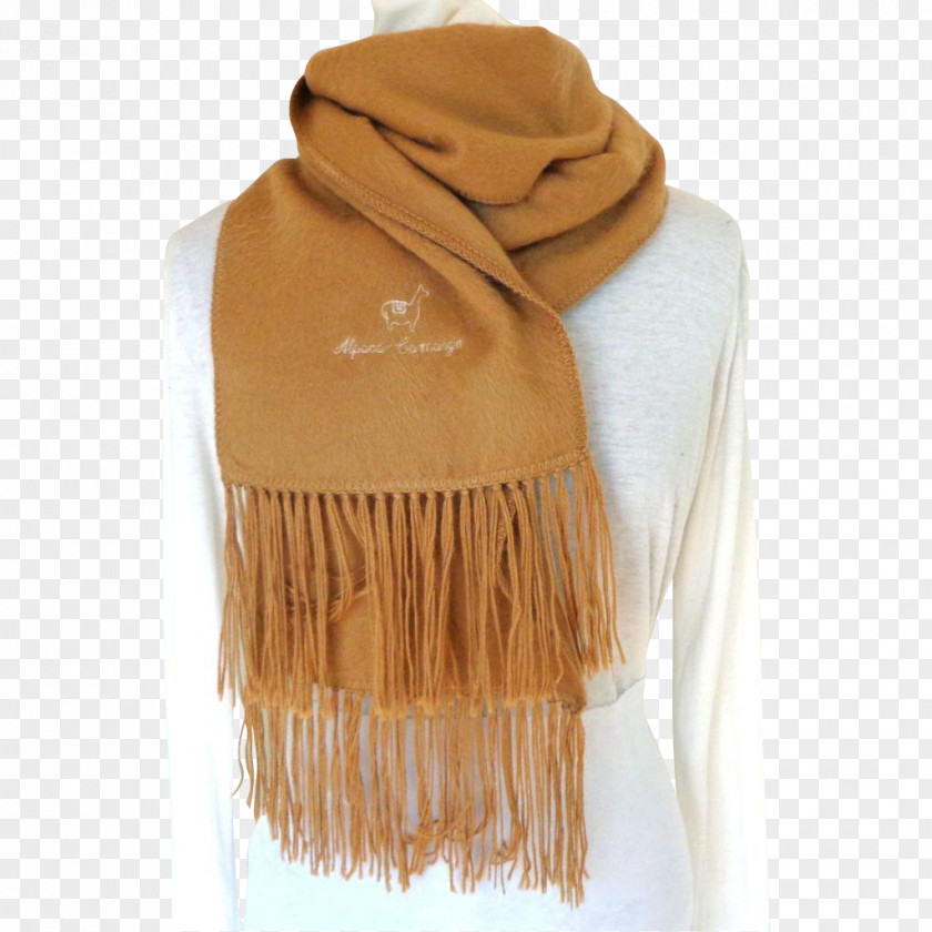 Alpaca Scarf Shawl Brown Neck Beige PNG