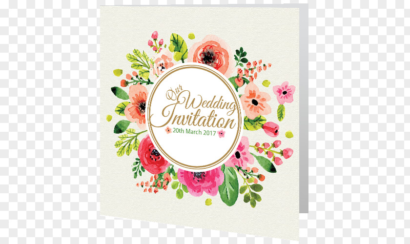 2017 Wedding Card，wedding Invitation Card Flower Wreath Watercolor Painting PNG