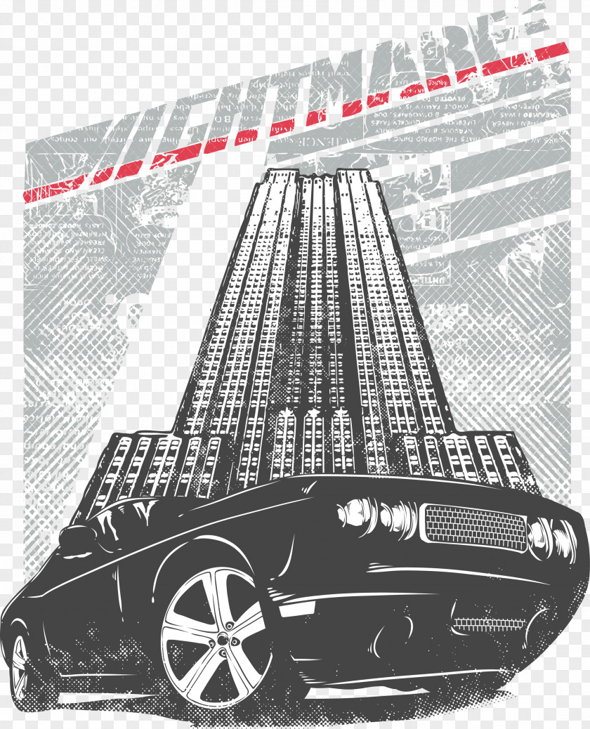 Creative Cars And Buildings T-shirt PNG